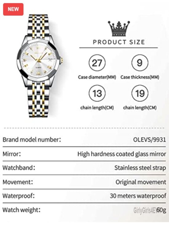 Small Stainless Steel Analog Quartz Dress Watch with Date Window